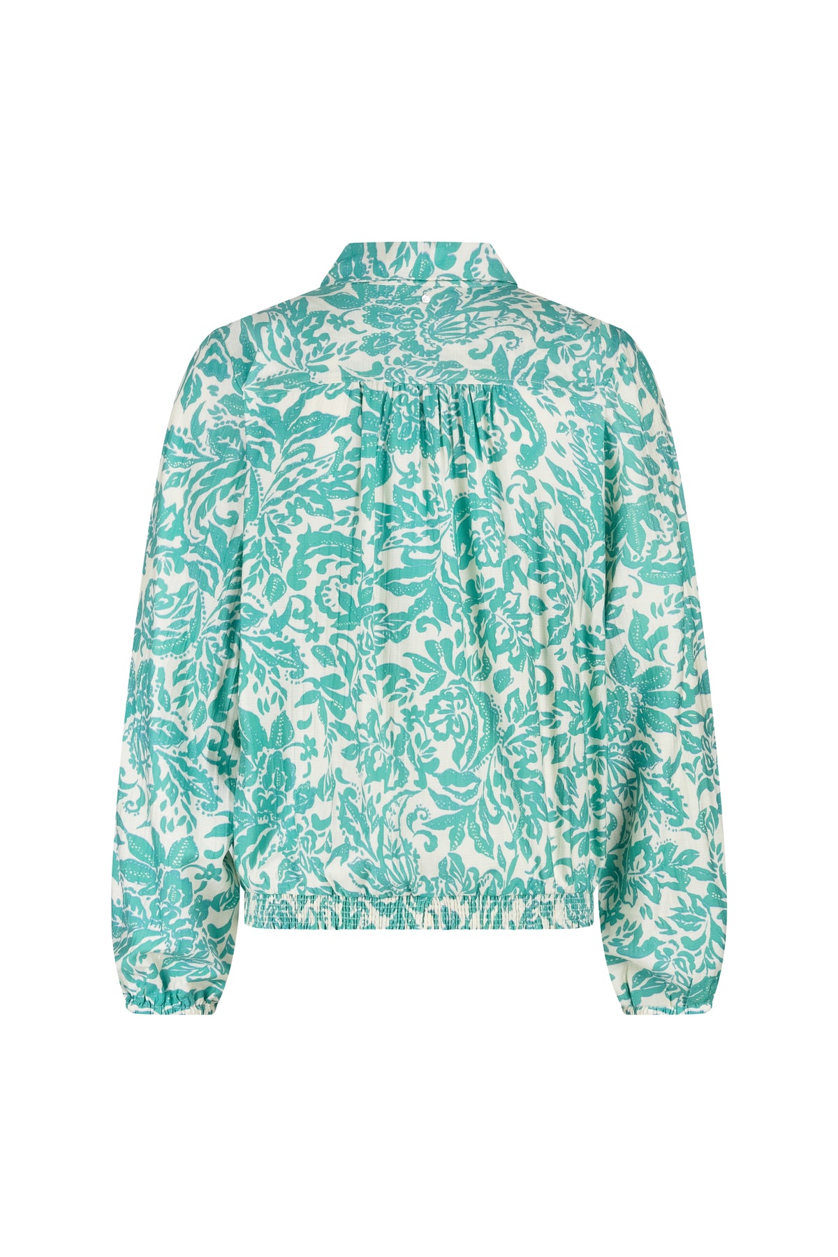 Groene Tramontana blouse met bloemendessin, elegante Emerald Flourish C21-19-301, modieuze damesblouse voor elke gelegenheid