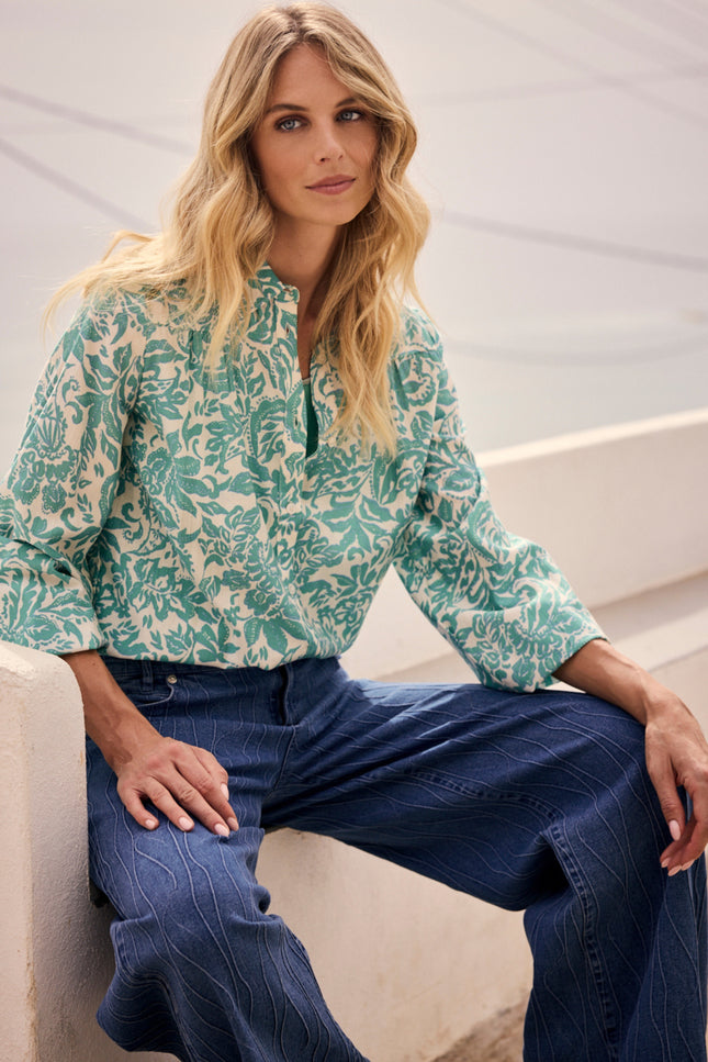Tramontana Blouse Emerald Flourish C21-19-301 1 Stretchshop.nl