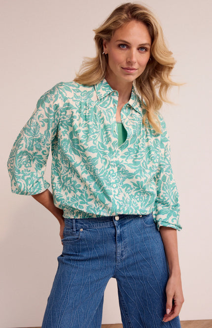 Tramontana Blouse Emerald Flourish C21-19-301 1 Stretchshop.nl