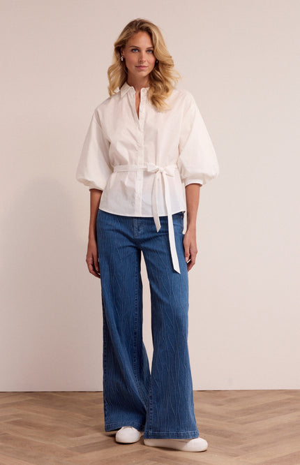 Tramontana Blouse Poplin Bow Detail Offwhite O02-19-301 1 Stretchshop.nl