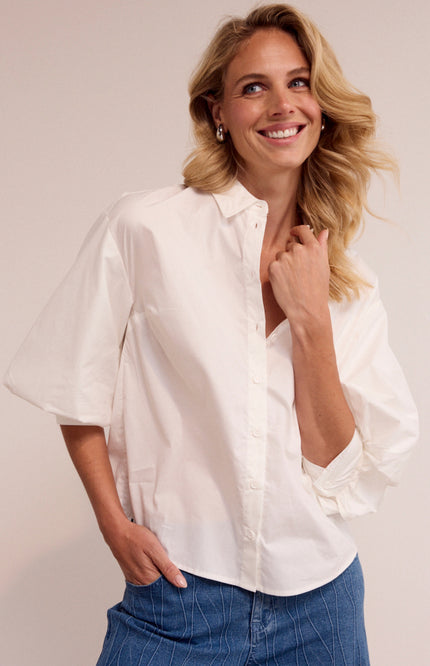 Tramontana Blouse Poplin Bow Detail Offwhite O02-19-301 1 Stretchshop.nl