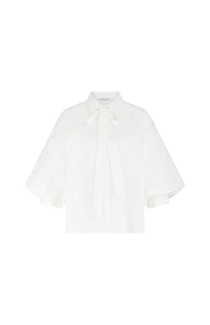 Tramontana Blouse Poplin Bow Detail Offwhite O02-19-301 1 Stretchshop.nl