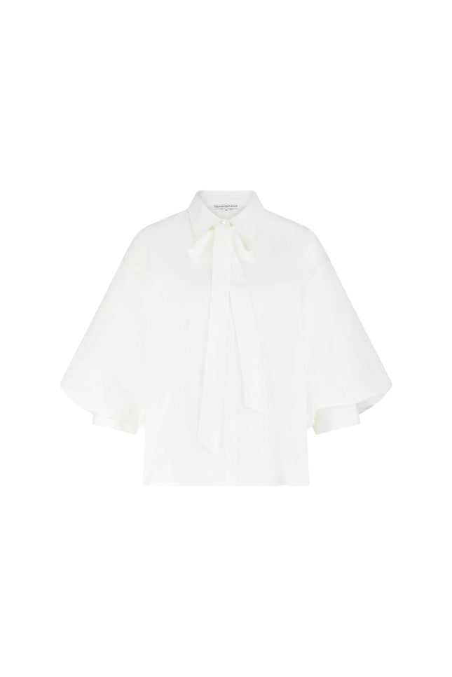 Tramontana Blouse Poplin Bow Detail Offwhite O02-19-301 1 Stretchshop.nl