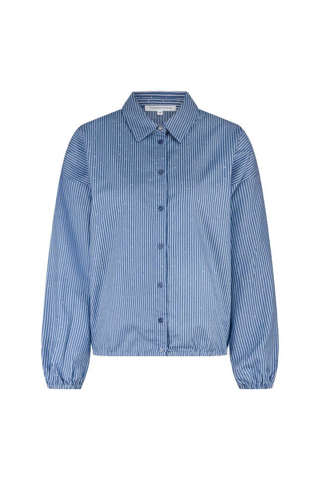 Tramontana Blouse Striped Rhinestones Mid Blue C02-19-301 1 Stretchshop.nl
