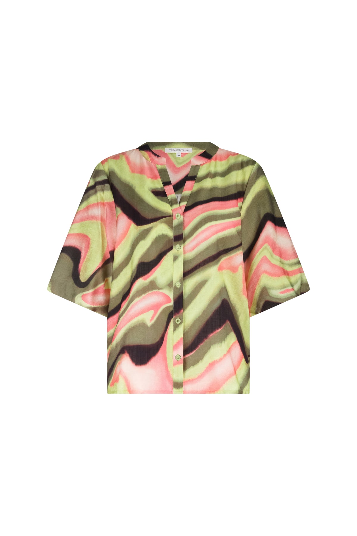 Kleurrijke Tramontana blouse met zonsondergang en desert print, modieus ontwerp, dameskleding, C18-19-301, multicolours