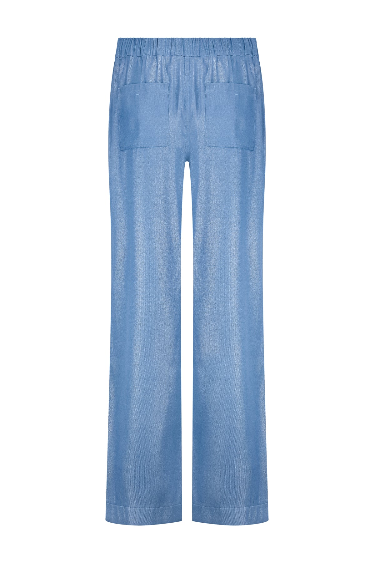 Brede, gebloemde blauwe coated broek van Tramontana met wijde pijpen en comfortabele pasvorm, zichtbaar in de afbeelding.