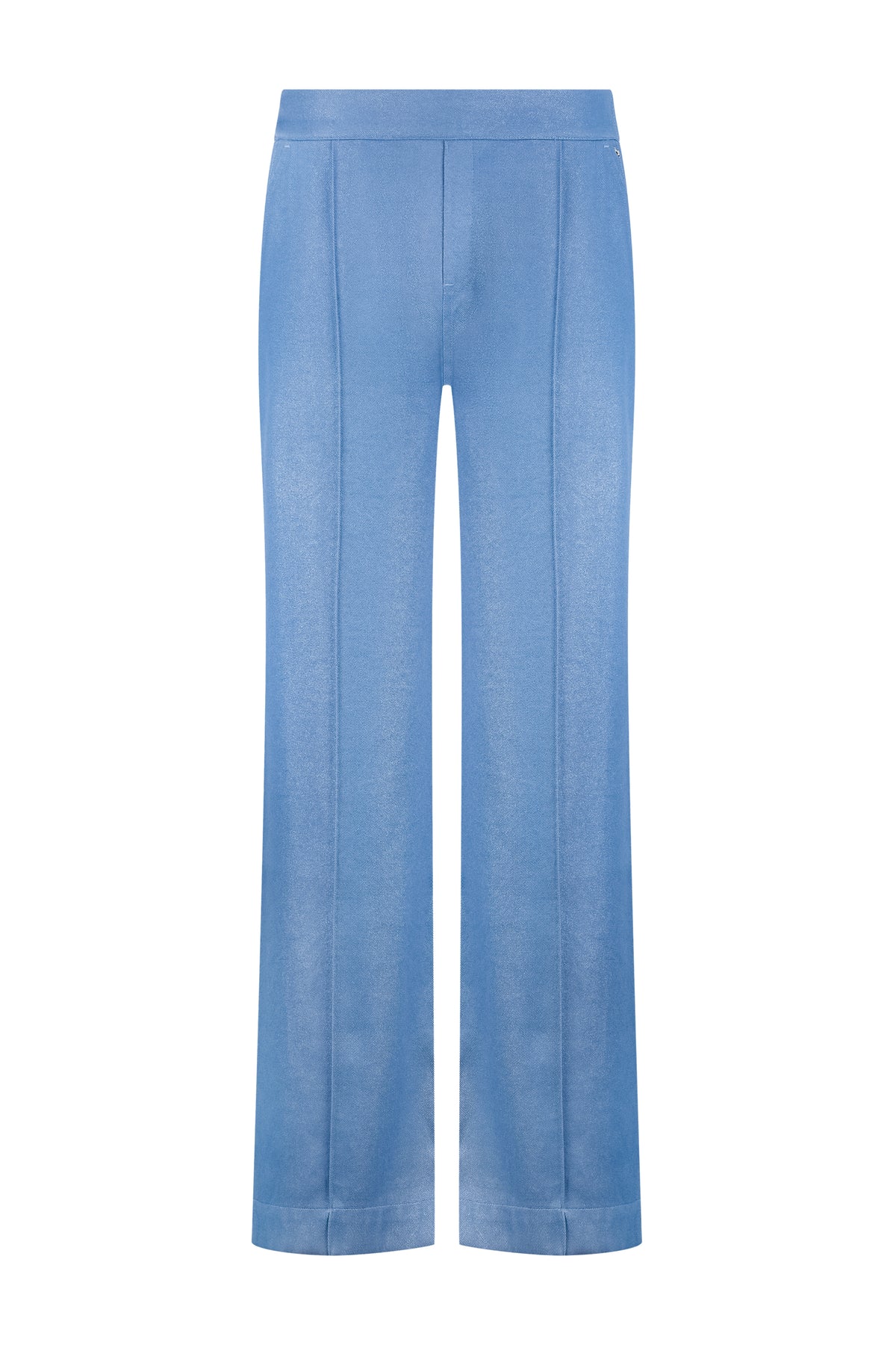 Brede blauwe coated broek van Tramontana, los vallend en luchtig model, perfect voor een stijlvolle, comfortabele look.