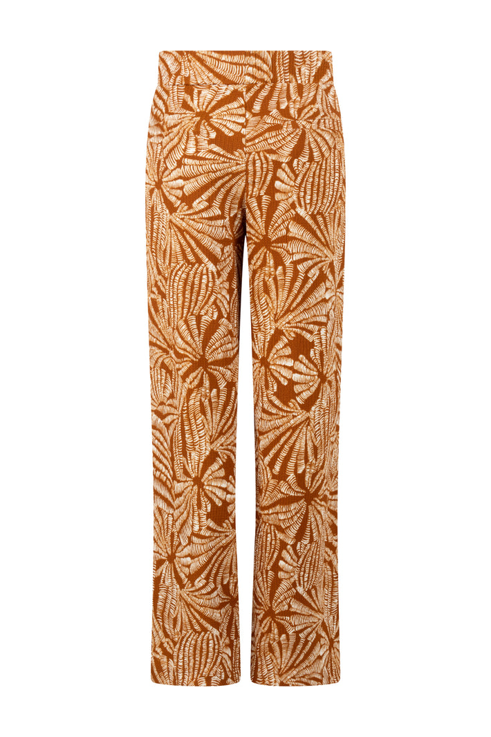 Lichte, flowy broek met schelpenprint in bruin van Tramontana, comfortabel en stijlvol voor casual draagstijl.
