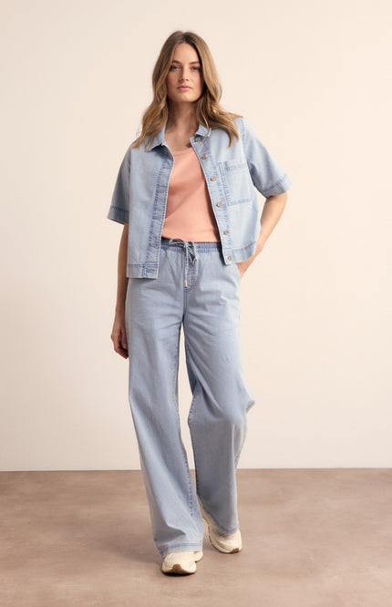 Tramontana Broek Lightweight Denim Light Blue F01-19-101 2 Stretchshop.nl