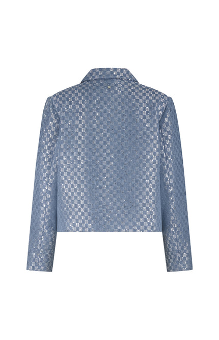 Tramontana Jacket Checkered Tweed Mid Blue Q01-19-801 1 Stretchshop.nl
