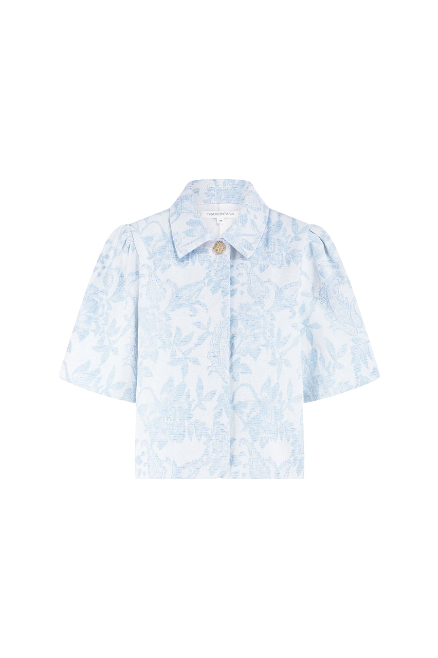 Lichte blauwe denim jack van Tramontana met jacquardpatroon, casual stijlvolle jas voor dames of heren.