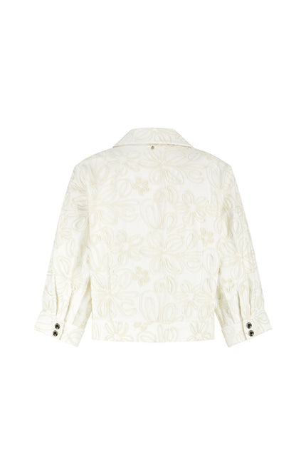 Tramontana Jacket Embroidered Denim Offwhite C38-19-801 2 Stretchshop.nl