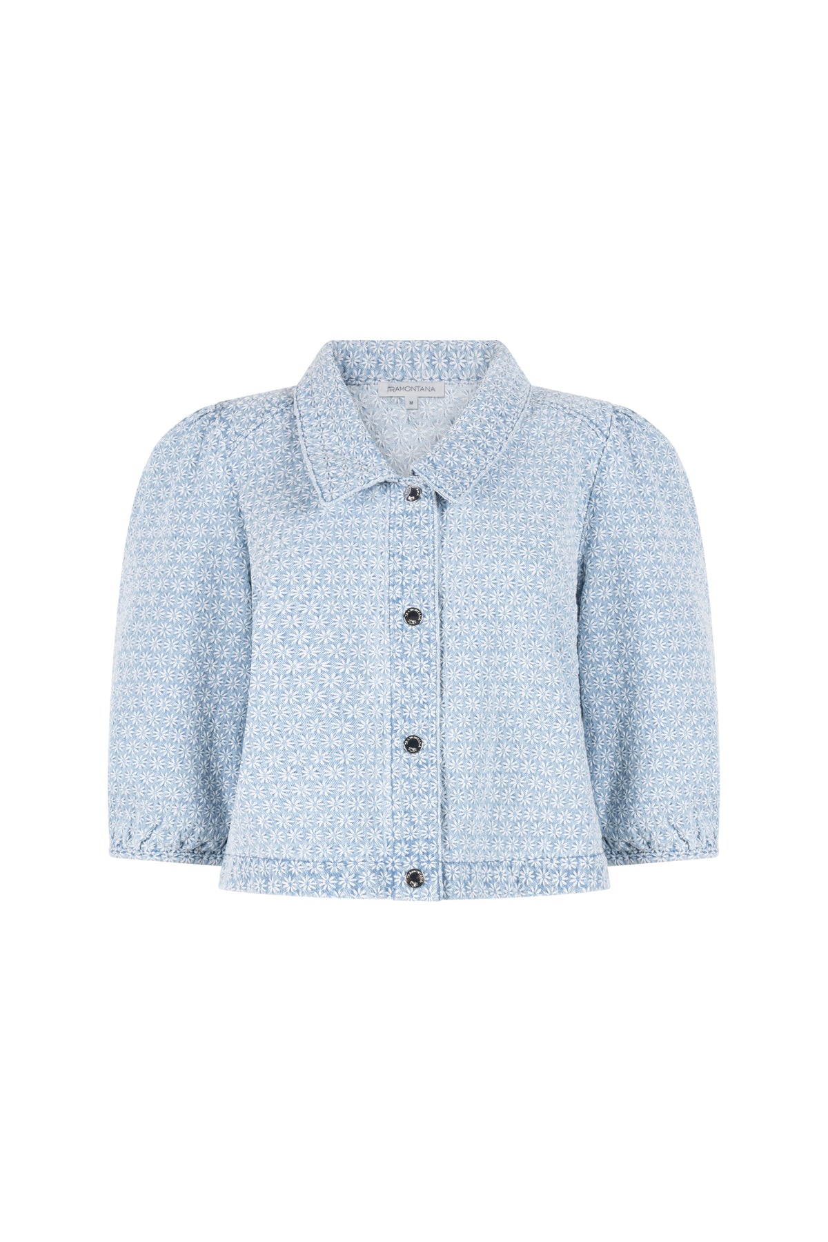 Lichtblauwe denim jas met borduursel van Tramontana, casual jack met stijlvolle details en comfortabele pasvorm.
