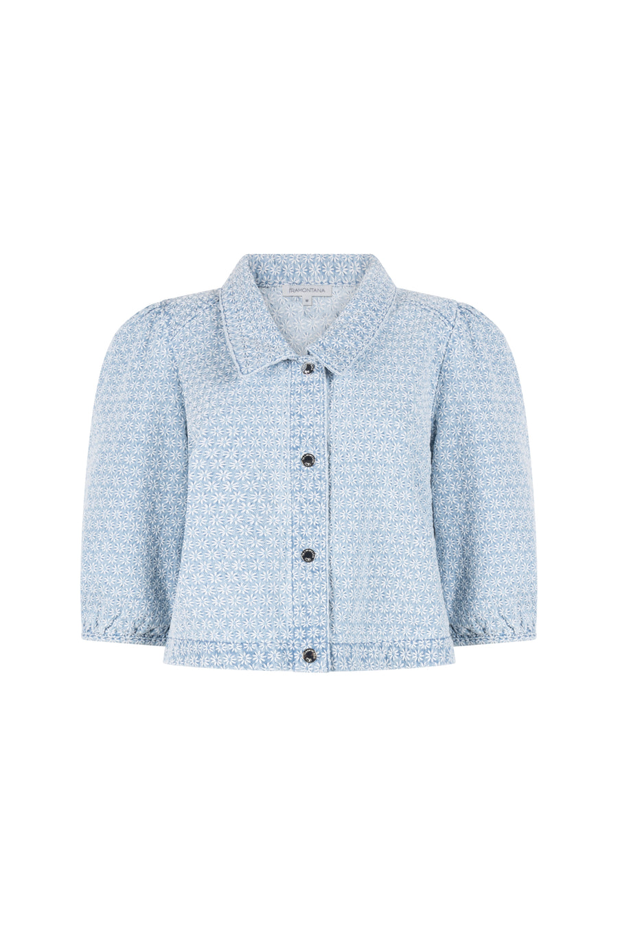 Lichtblauwe denim jas met borduursel van Tramontana, casual jack met stijlvolle details en comfortabele pasvorm.