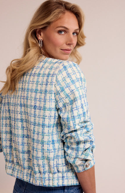 Tramontana Jacket Round-Neck Tweed Blue Melange Q02-19-802 1 Stretchshop.nl