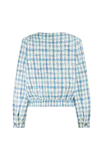 Tramontana Jacket Round-Neck Tweed Blue Melange Q02-19-802 1 Stretchshop.nl