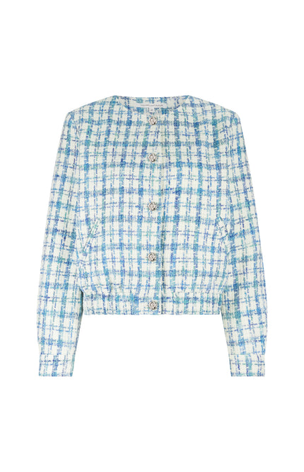 Tramontana Jacket Round-Neck Tweed Blue Melange Q02-19-802 1 Stretchshop.nl
