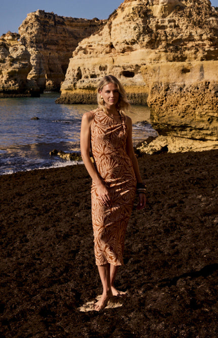 Tramontana Jurk Flowy Shells Print Browns T03-20-501 4 Stretchshop.nl