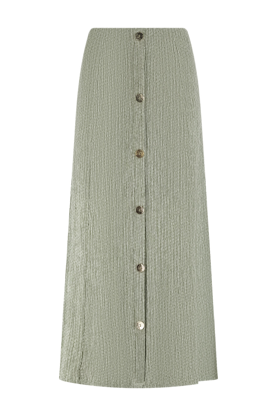 Crinkled maxi rok van Tramontana in Aloe Melange met volumineuze stof en elegante uitstraling, ideaal voor zomer en casual draagstijl.