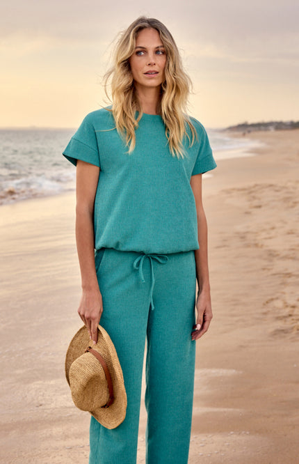 Tramontana Top Crinkled Deep Aqua Blue K01-20-403 3 Stretchshop.nl