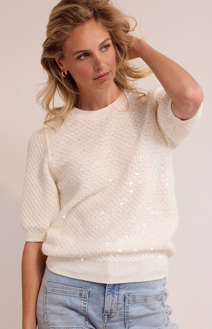 Tramontana Trui Sequin Offwhite Y11-19-601 1 Stretchshop.nl
