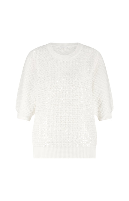 Tramontana Trui Sequin Offwhite Y11-19-601 1 Stretchshop.nl