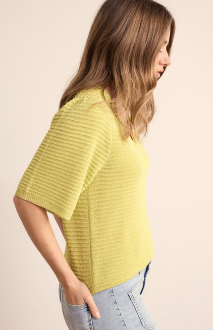 Tramontana Trui V-Neck Lurex Celery Y06-19-601 2 Stretchshop.nl