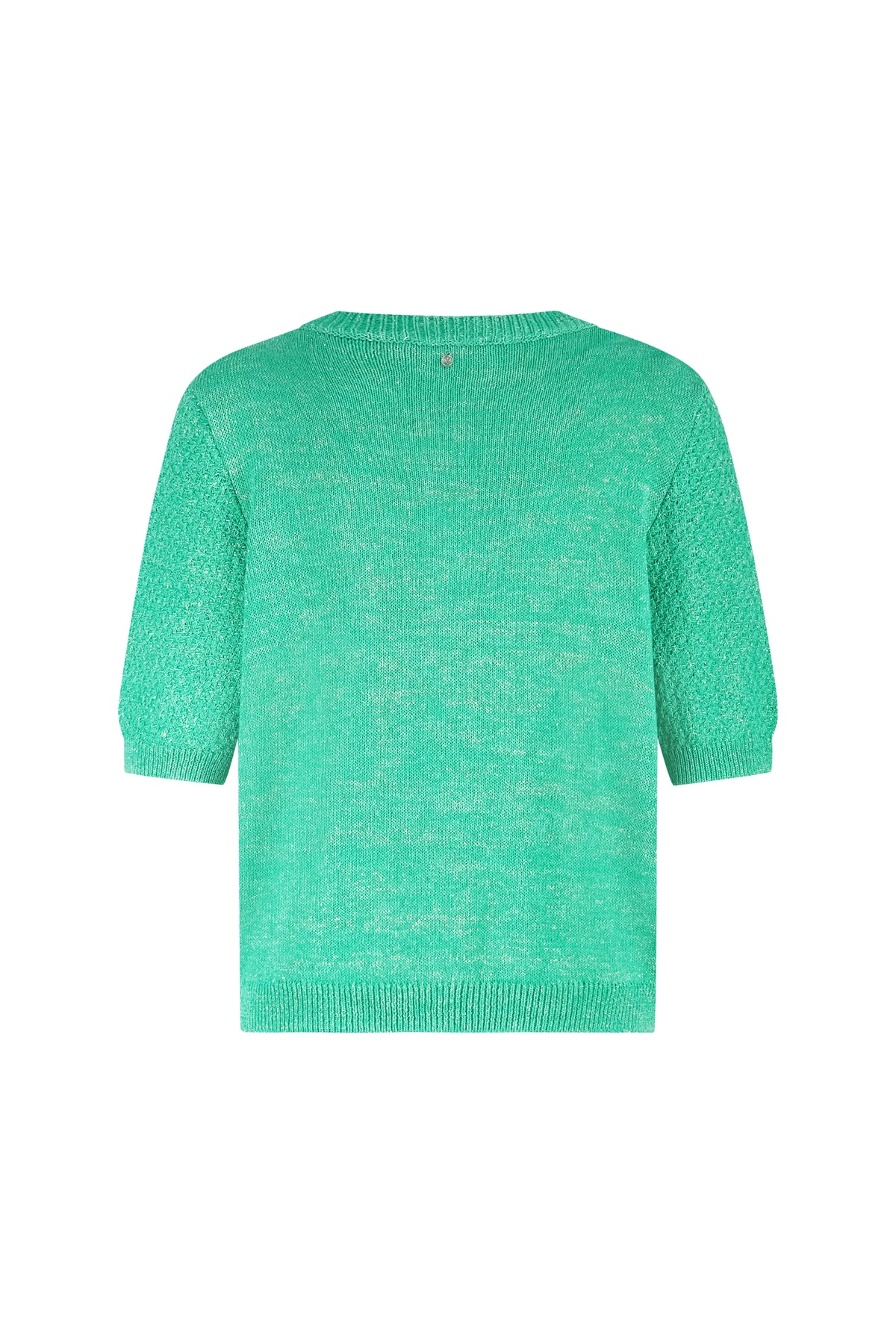 Donkergroene Tramontana vest van Fancy Yarn met zachte textuur en elegante uitstraling, detailfoto van de voorzijde.