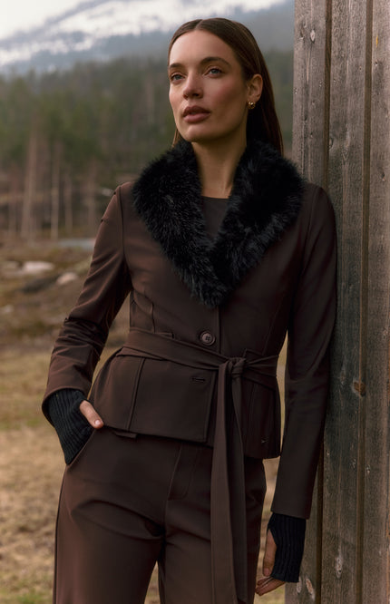 Bonded Travel Broek Milana Dark Brown L14-775-3528