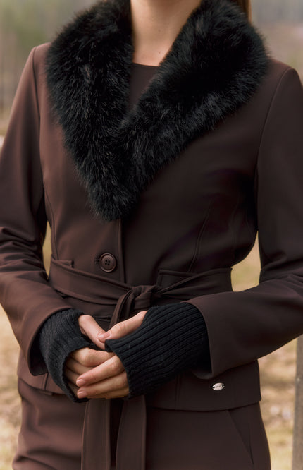 Bonded Travel Jacket Dena Dark Brown L46-775-3529