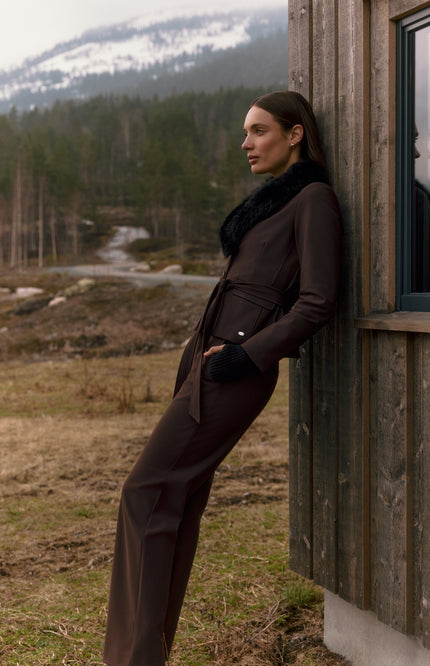 Bonded Travel Broek Milana Dark Brown L14-775-3528