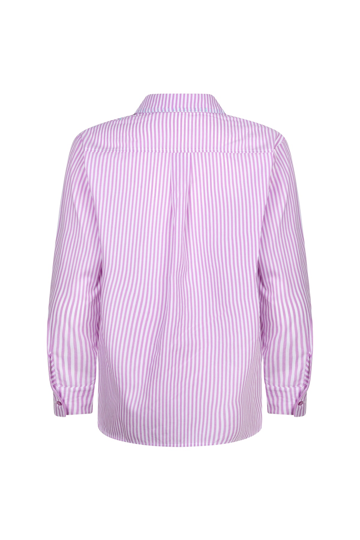 Violet blouse Gaby van Ydence met lange mouwen en ronde hals, gedragen door een model.