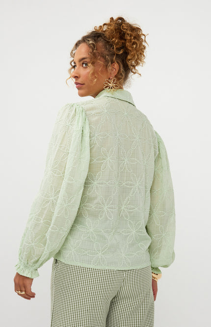 Ydence Blouse Isamae Soft Green Stretchshop.nl