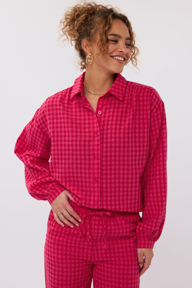 Ydence Blouse Luca Berry Pink Stretchshop.nl