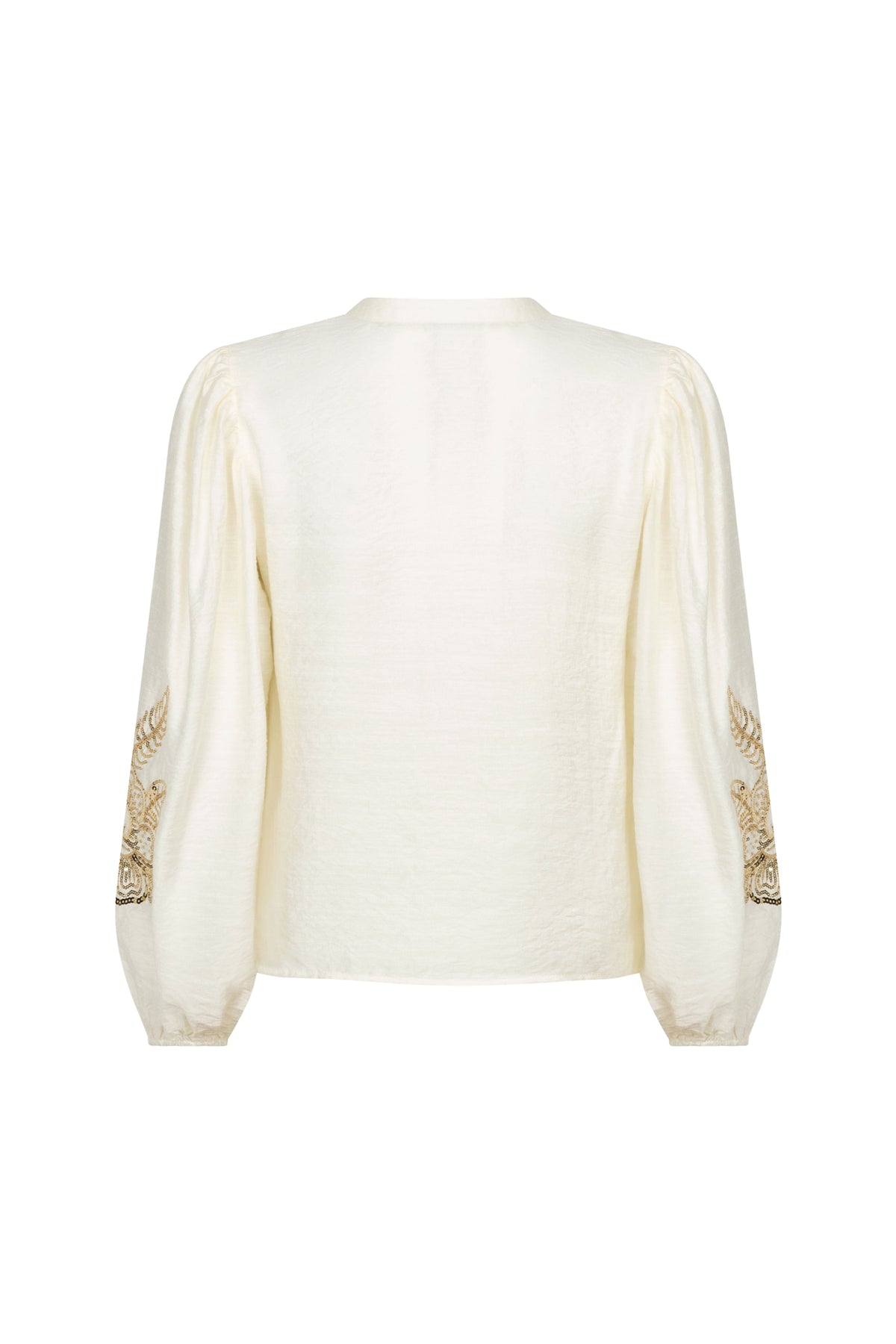 Ecru blouse van Ydence met roze details, stijlvolle damesblouse met zachte stof en elegante pasvorm.