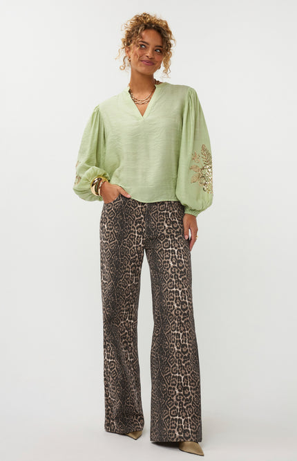 Ydence Blouse Rose Soft Green Stretchshop.nl