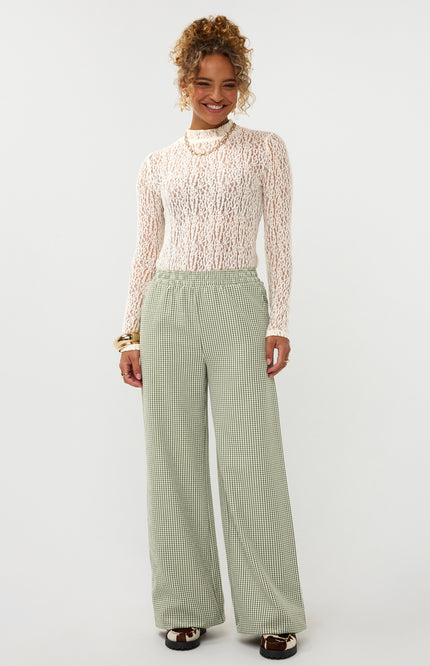 Ydence Broek Celeste Green Check Tall Stretchshop.nl