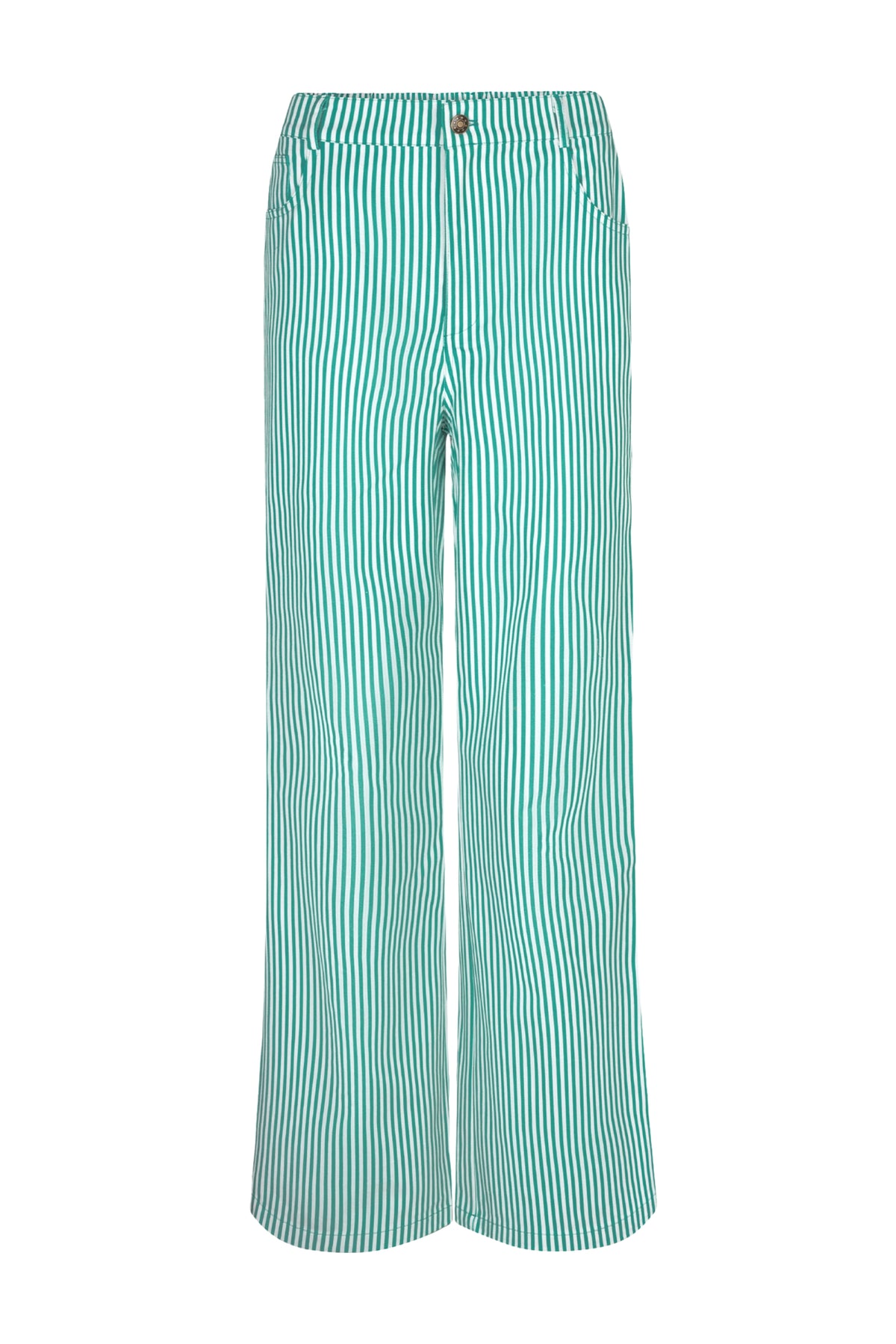 Sea green Djamilla broek van Ydence, lange stijl met comfortabele pasvorm en modieuze uitstraling, zichtbaar in de afbeelding.
