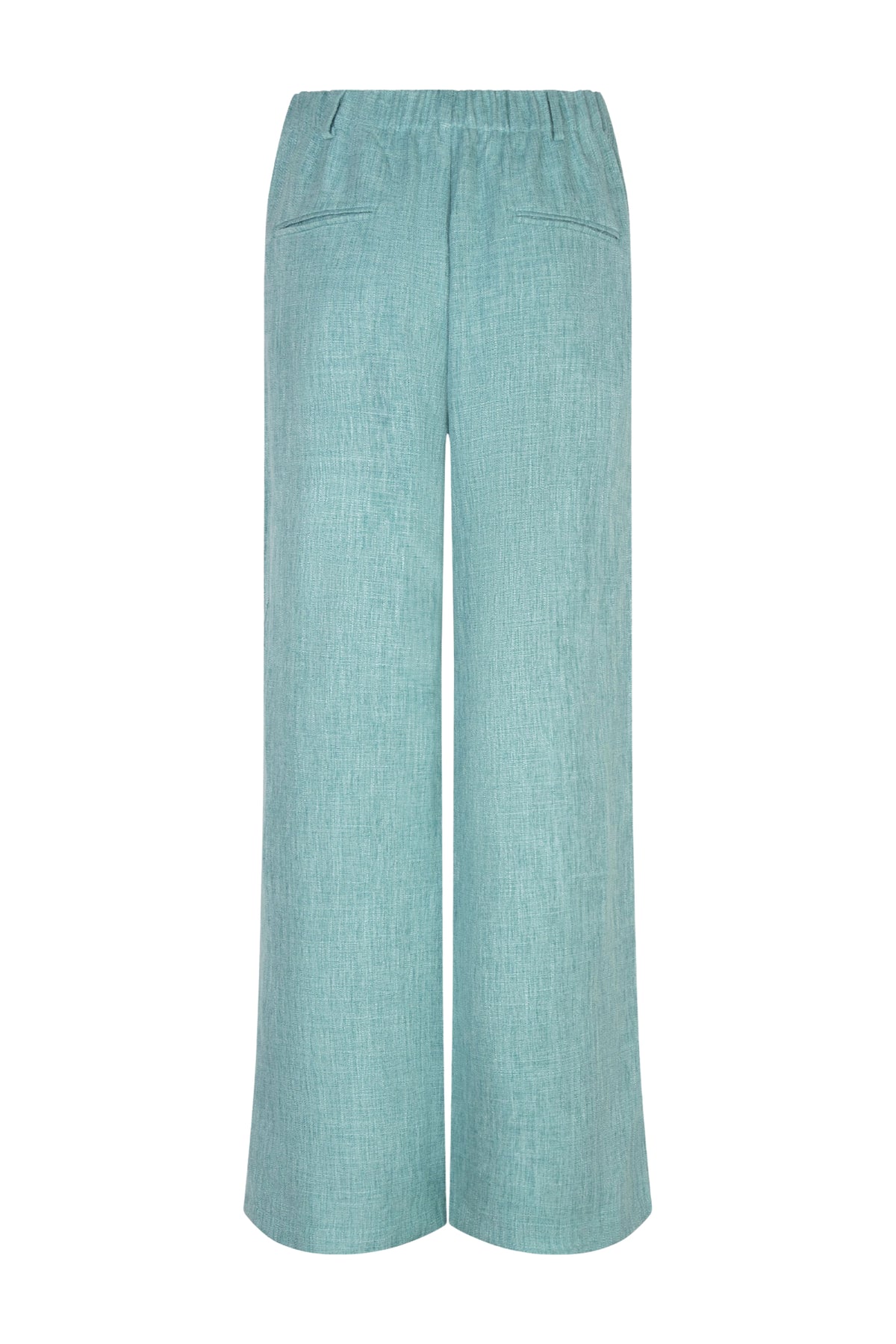 Turquoise Melange Leona broek van Ydence, casual damesbroek met comfortabele pasvorm en stijlvolle uitstraling.