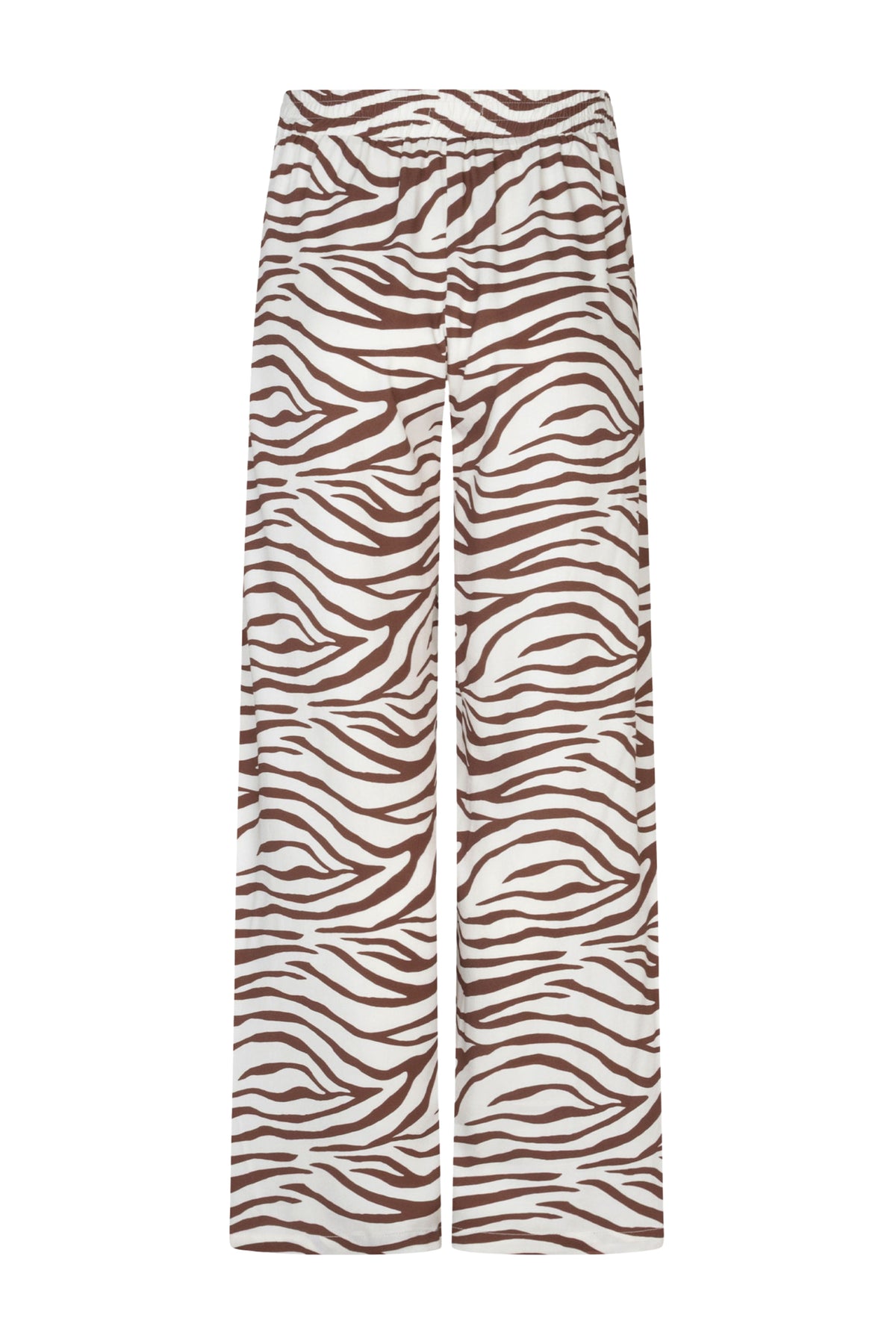 Zebra print Lulu broek van Ydence, comfortabel met elastische tailleband en losse pasvorm, geschikt voor casual draagstijl.