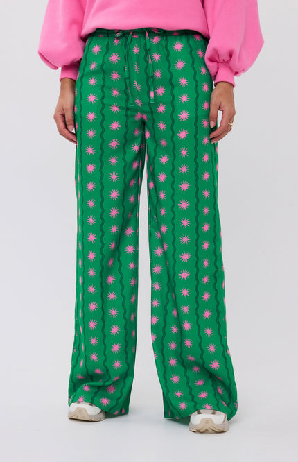 Ydence Broek Veerle Tall Green Print Stretchshop.nl