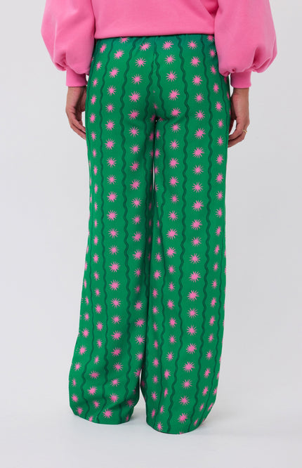 Ydence Broek Veerle Tall Green Print Stretchshop.nl