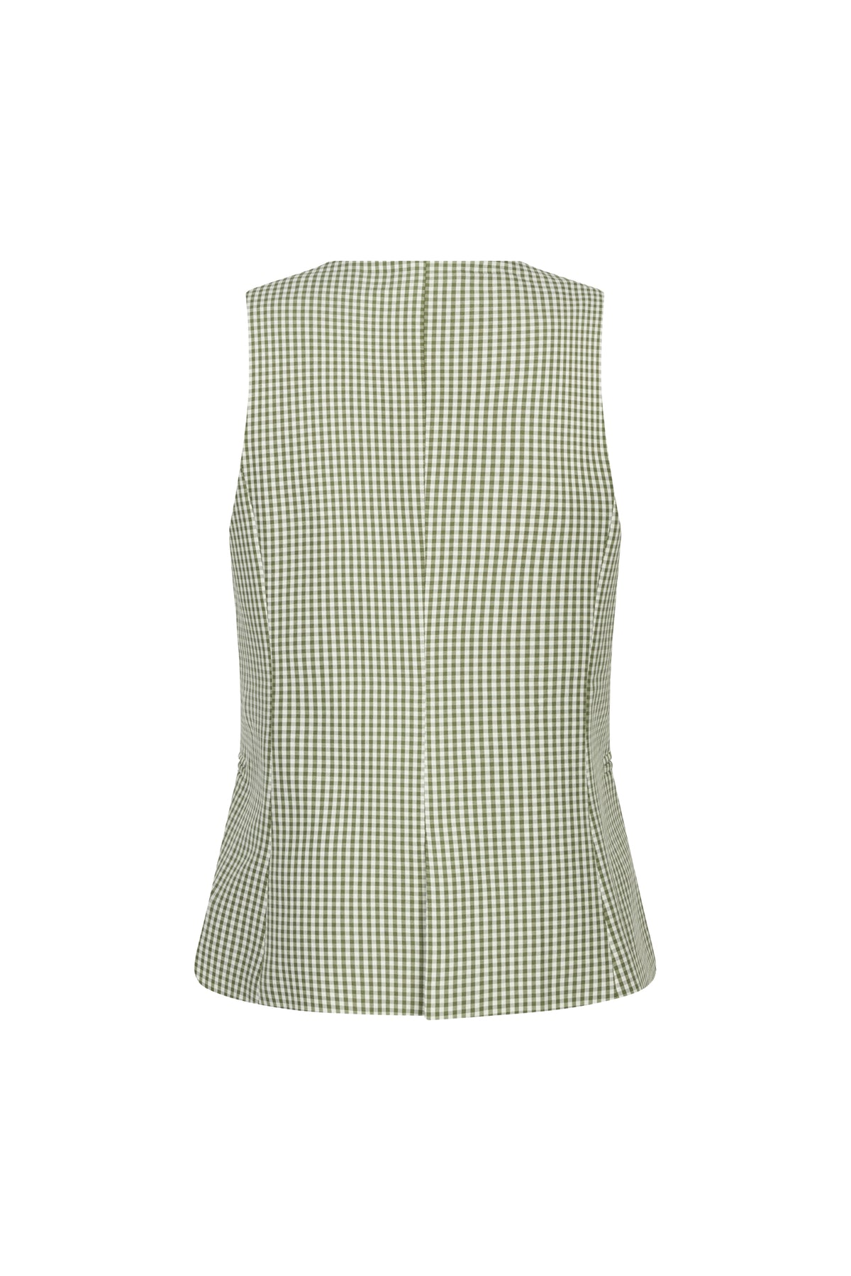 Dames gilet Jette van Ydence in groen met ruitpatroon, zachte stof en stijlvolle pasvorm, geschikt voor casual en chique outfits.