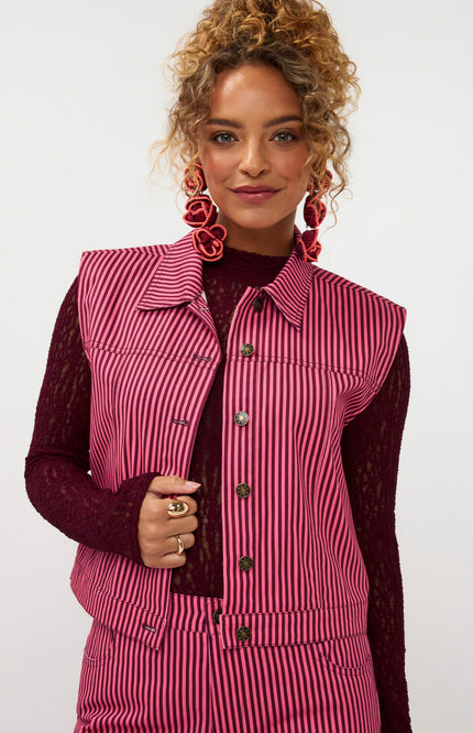 Ydence Gilet Marit Coral Pink Burgundy Stretchshop.nl