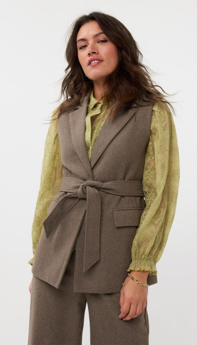 Ydence Gilet roan warm grey Stretchshop.nl