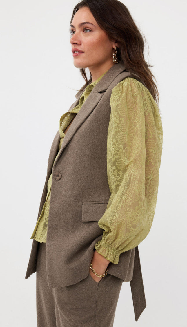 Ydence Gilet roan warm grey Stretchshop.nl