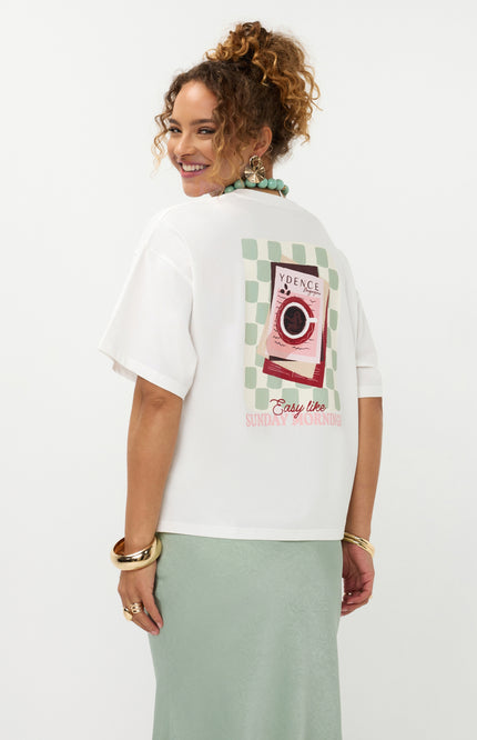 Ydence T-shirt Sunday Mornings Offwhite Stretchshop.nl