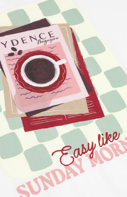 Ydence T-shirt Sunday Mornings Offwhite Stretchshop.nl