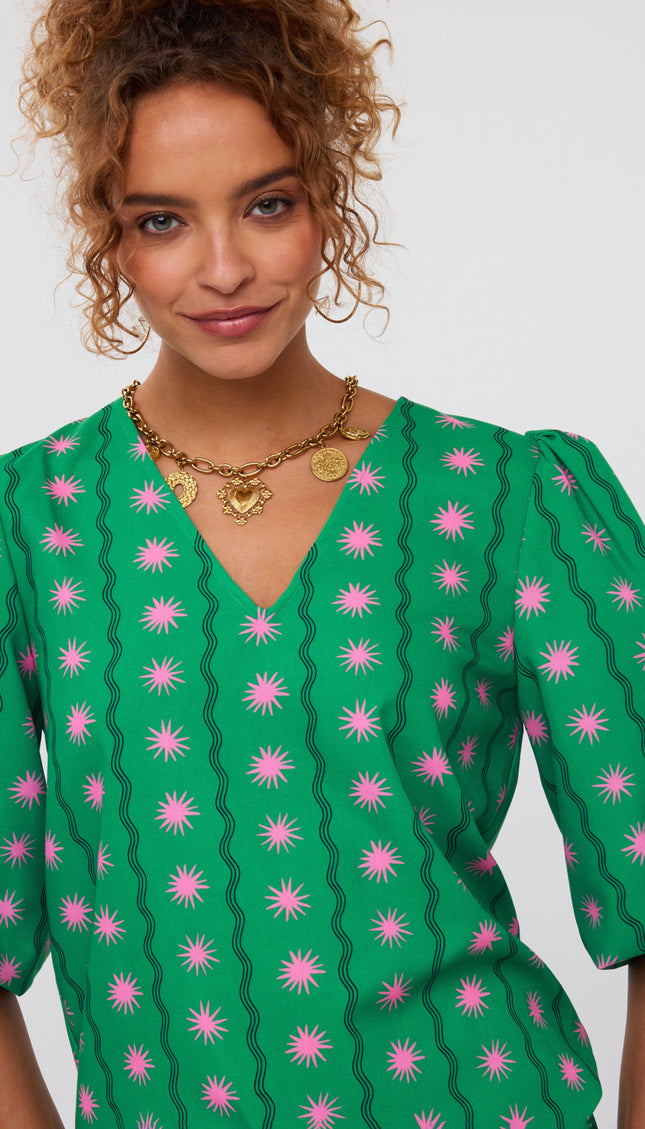 Ydence Top Meredith Green Print Stretchshop.nl