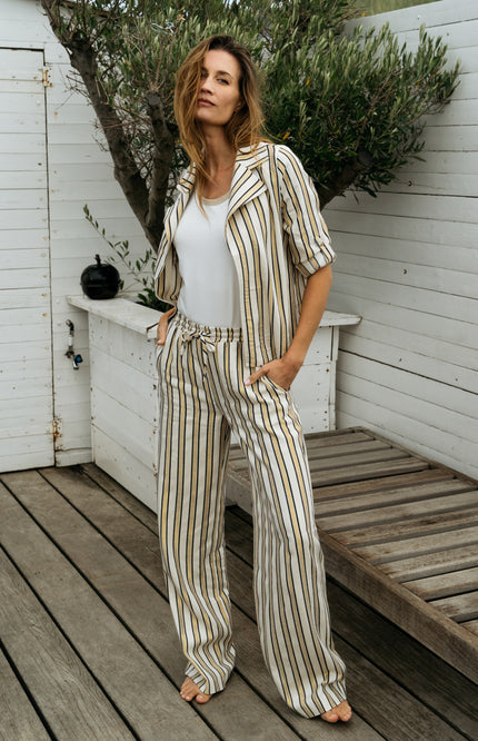 Zizo Broek Hally Gold Stripe Stretchshop.nl